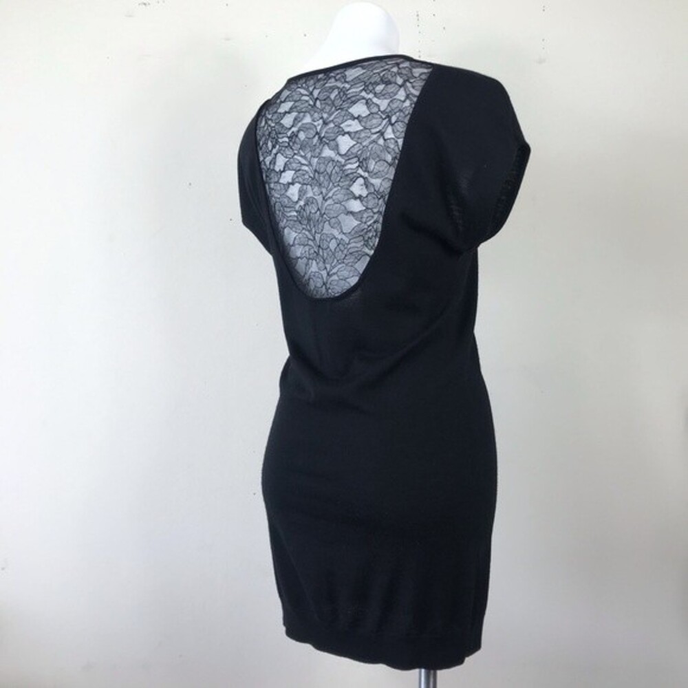 Theory Kobe Nouvella Black Lace Back Knit Wool Sweater Mini Dress Tunic S Goth - Picture 15 of 16